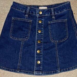 Altar''d State Blue Denim Skirt 2 Front Pockets Belt Loops XS LNC